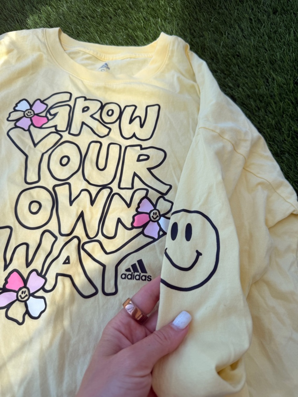 adidas Yellow Kids "Grow Your Own Way" Graphic Long Sleeve Tee